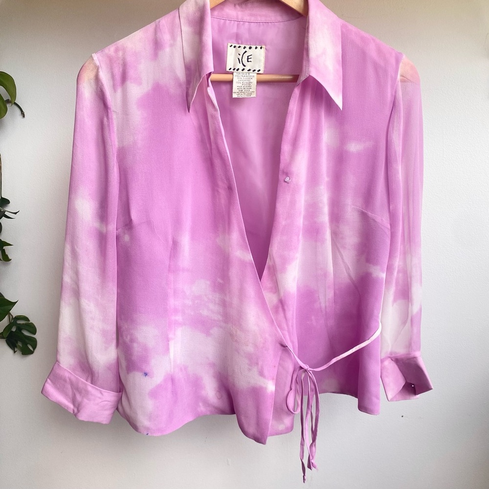 ICE y2k Sheer Wrap Blouse, Lilac, Size S
